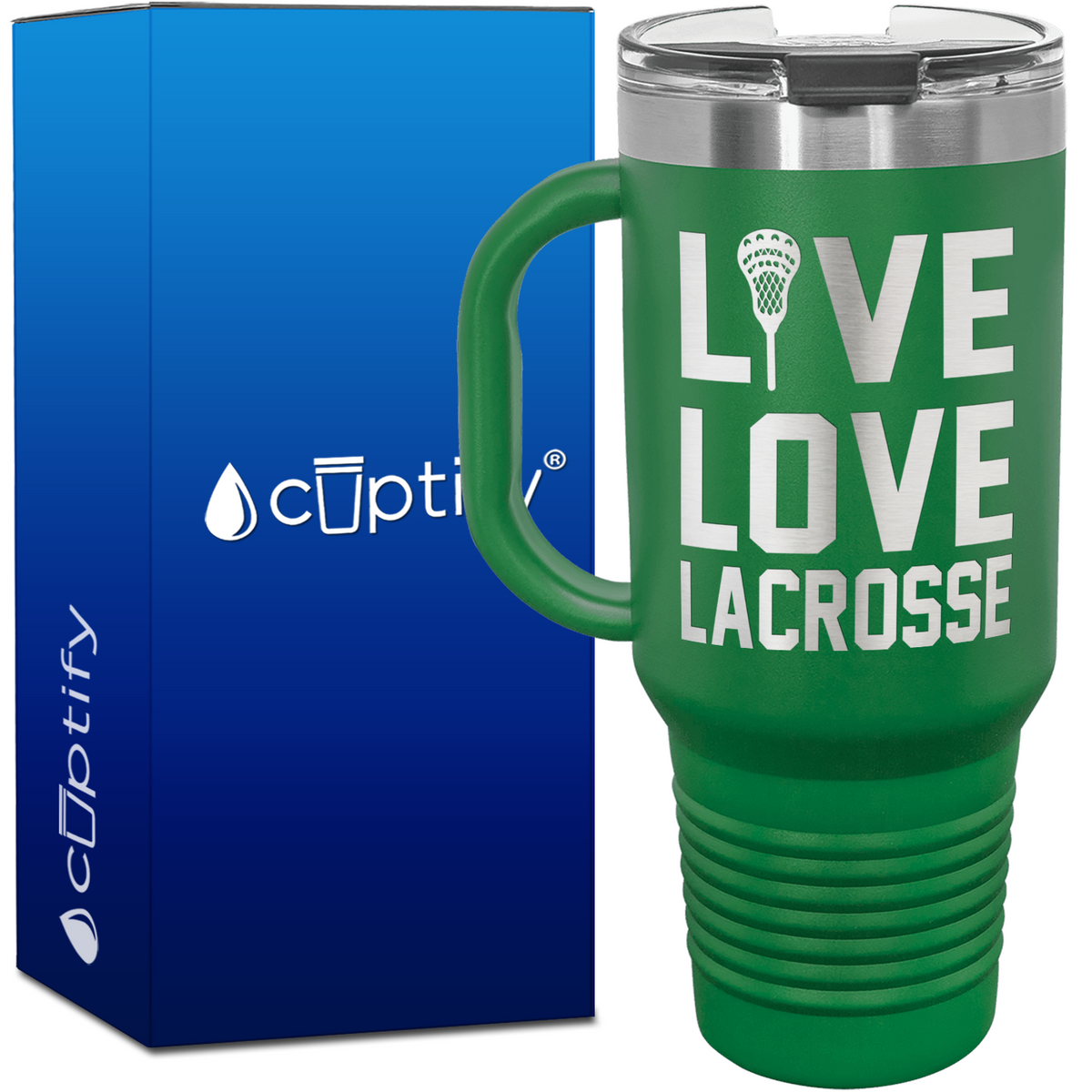 Live Love Lacrosse Stick 40oz Lacrosse Travel Mug