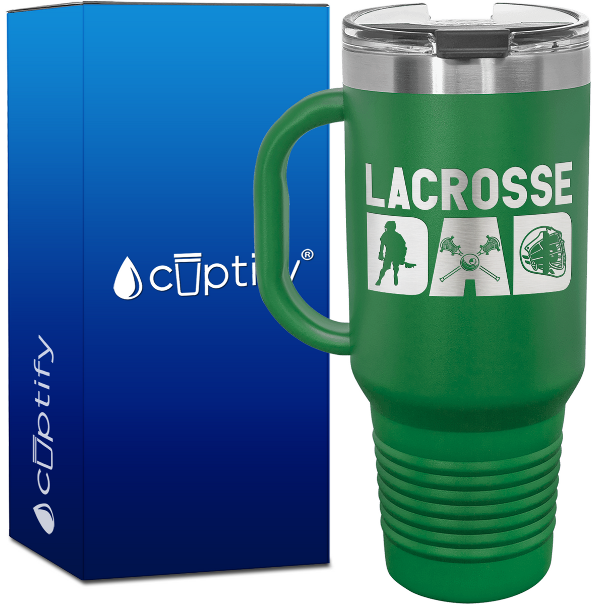 Lacrosse Dad with Silhouette 40oz Lacrosse Travel Mug
