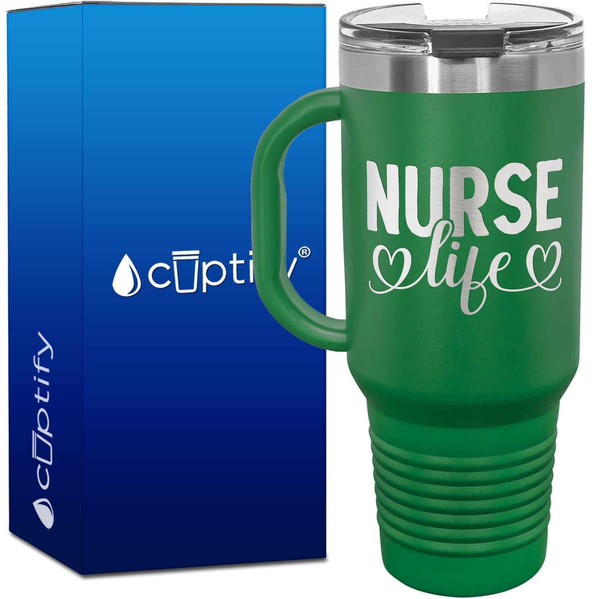 Nurse Life Hearts 40oz Nurse Travel Mug