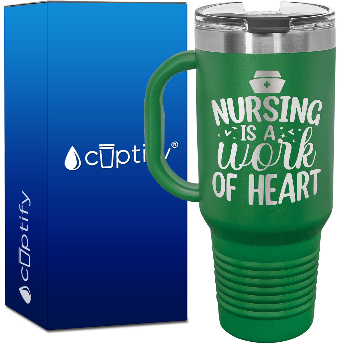 Nursing is a Work of Heart 40oz Nurse Travel Mug