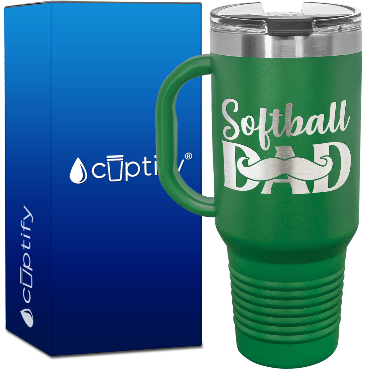 Softball Dad Mustache 40oz Softball Travel Mug