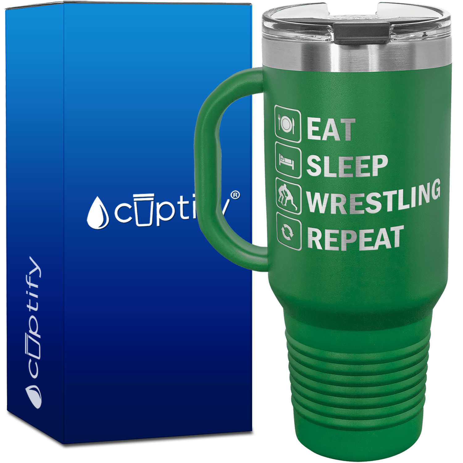 Eat Sleep Wrestling Repeat 40oz Travel Mug