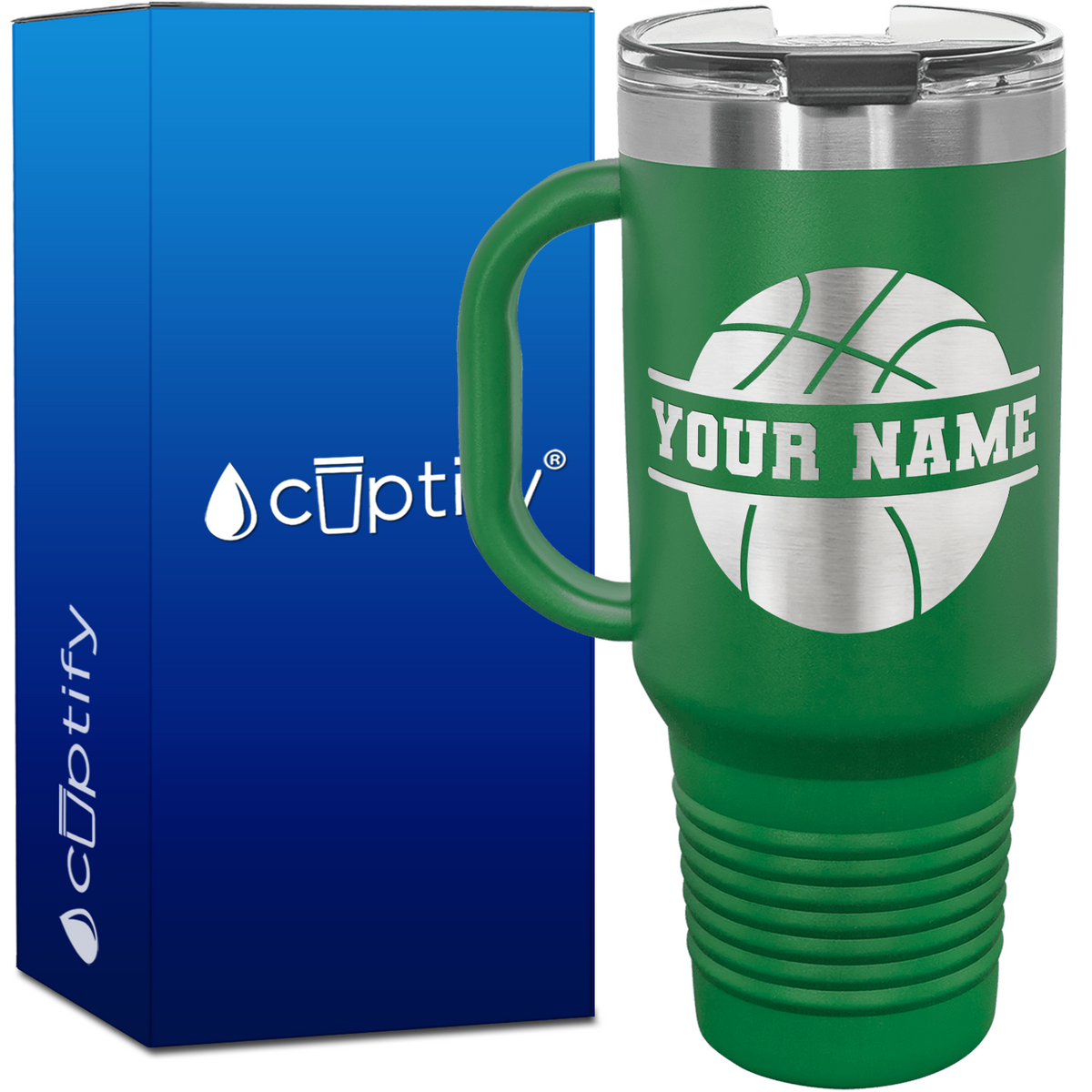Personalized Basketball 40oz Basketball Travel Mug