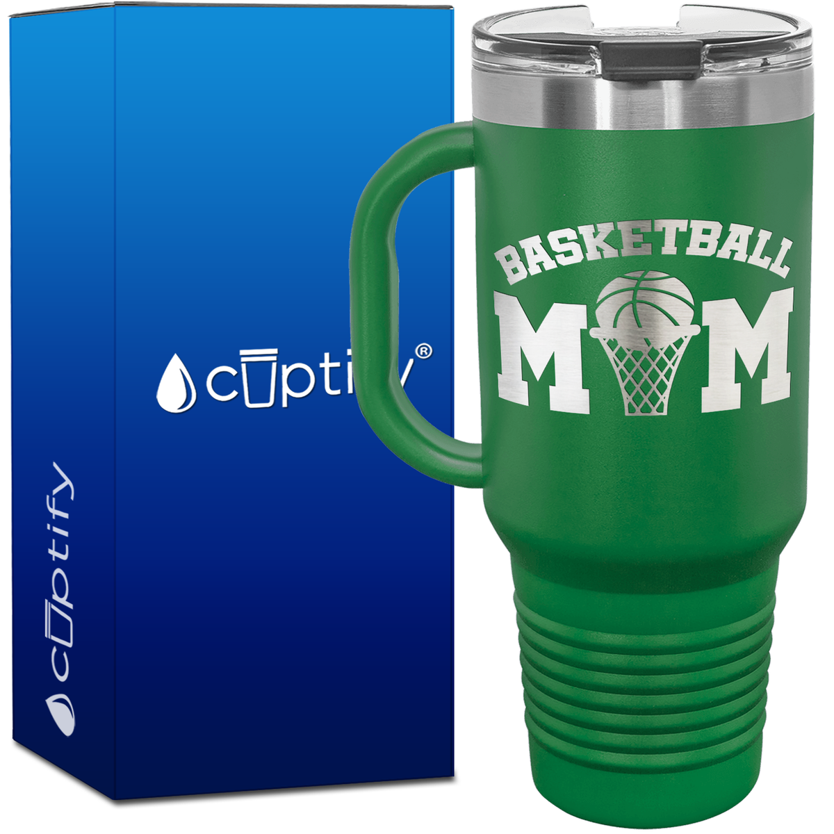 Basketball Mom Ball and Net 40oz Basketball Travel Mug