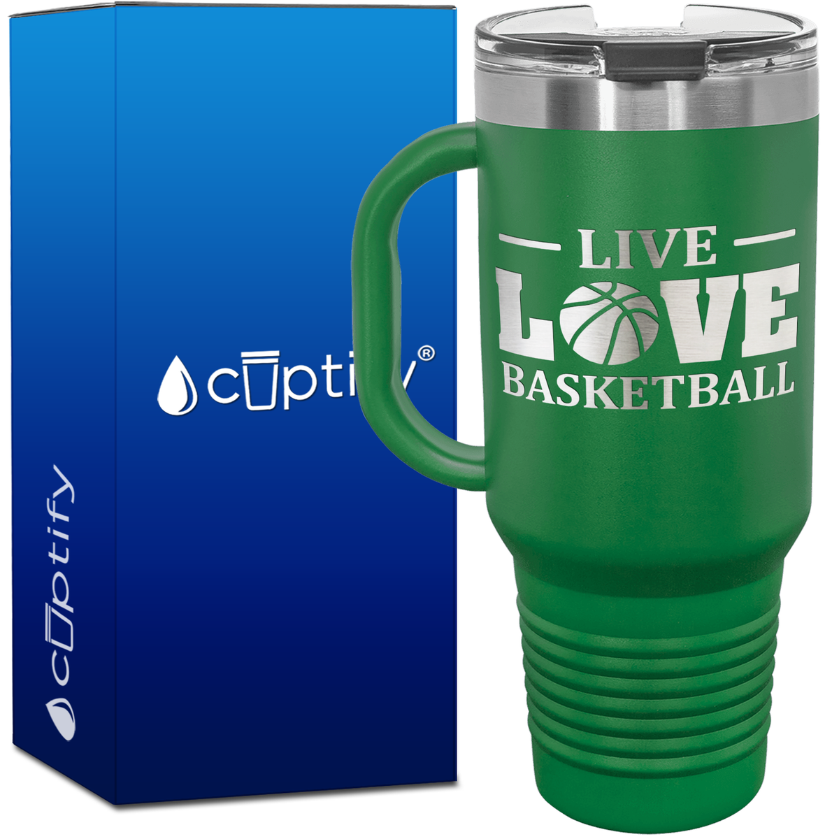 Live Love Basketball Ball 40oz Basketball Travel Mug