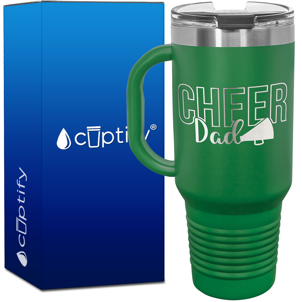 Cheer Dad Megaphone Solid 40oz Cheer Travel Mug