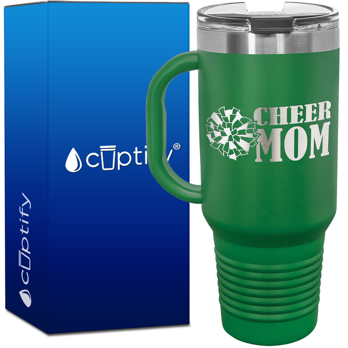 Cheer Mom with Pom Pom 40oz Cheer Travel Mug