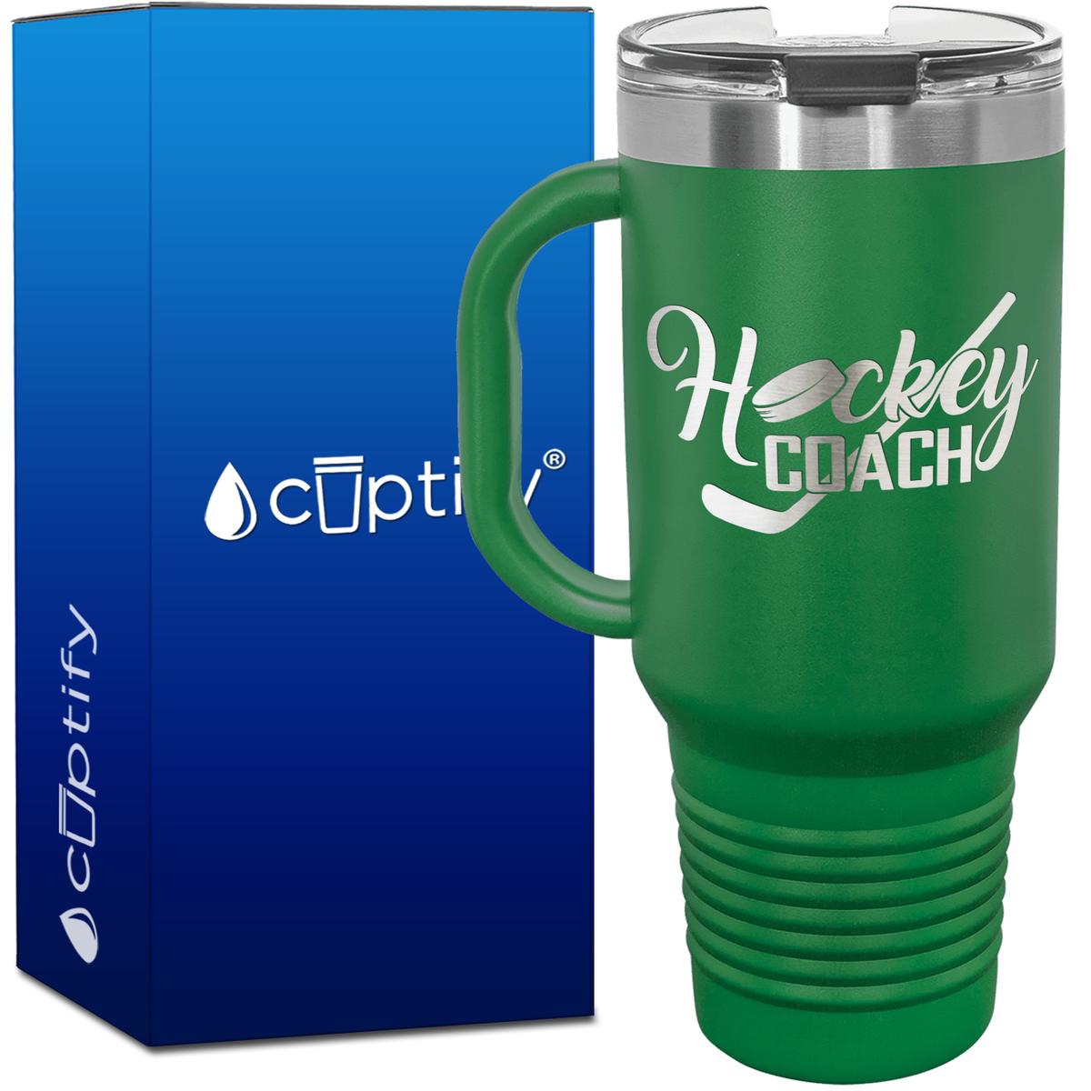 Hockey Coach Puck and Stick 40oz Coach Travel Mug
