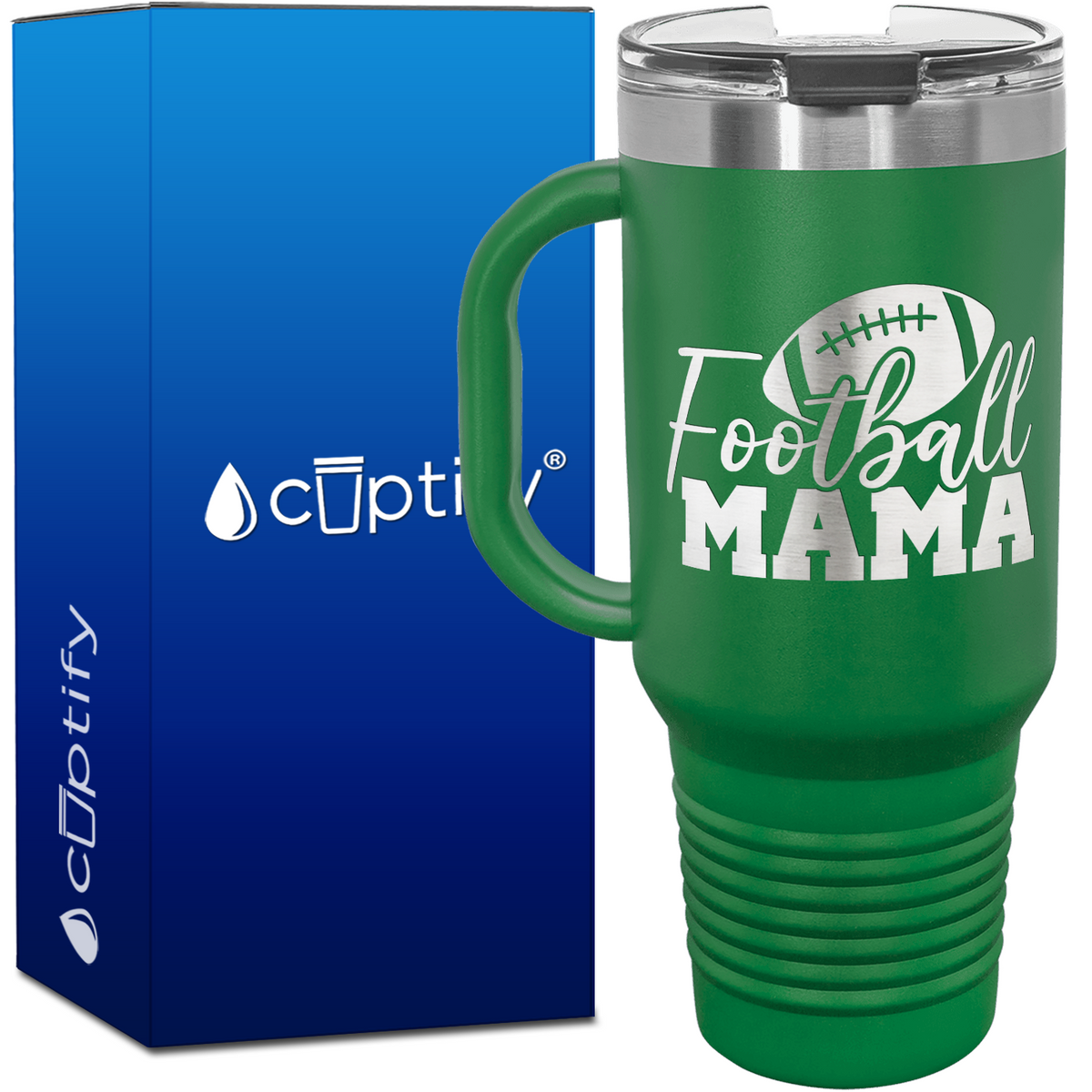 Football Mama with Football 40oz Football Travel Mug