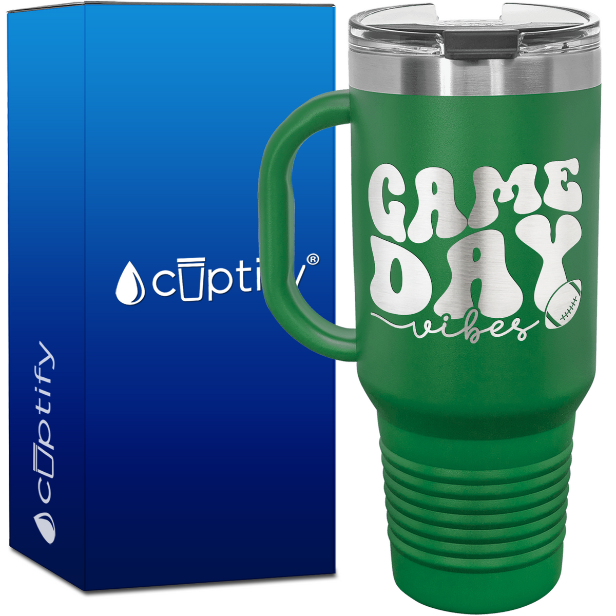 Game Day Vibes Football 40oz Football Travel Mug
