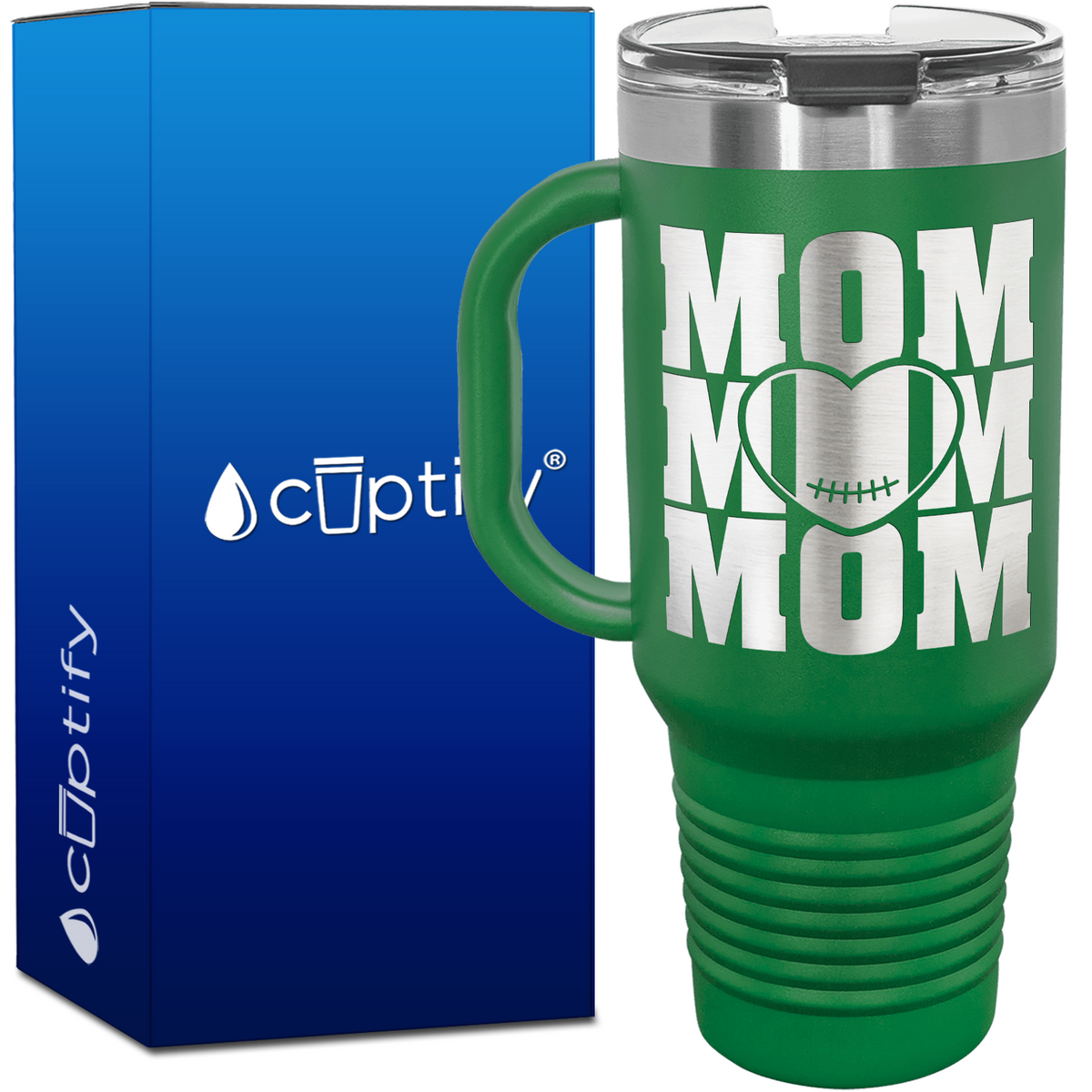 Mom Mom Mom Football 40oz Football Travel Mug