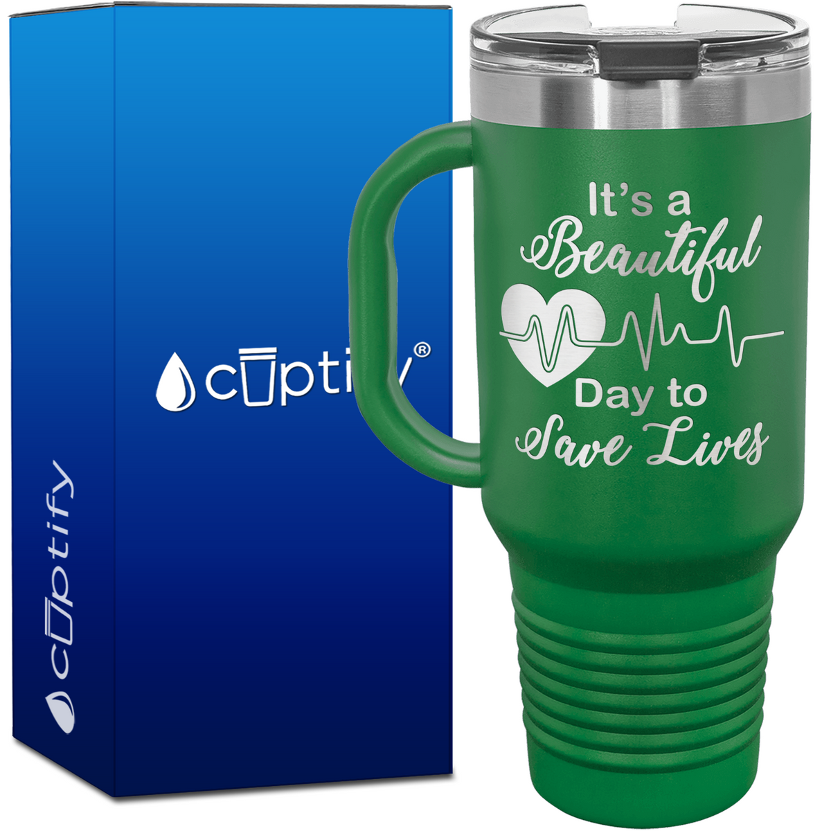 It's a Beautiful Day to Save Lives 40oz Nurse Travel Mug