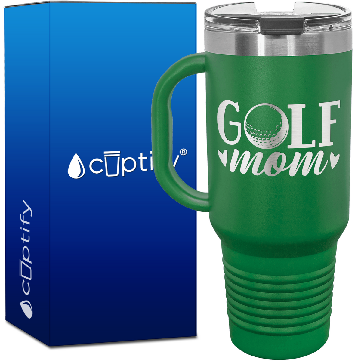 Golf Mom Hearts 40oz Golf Travel Mug