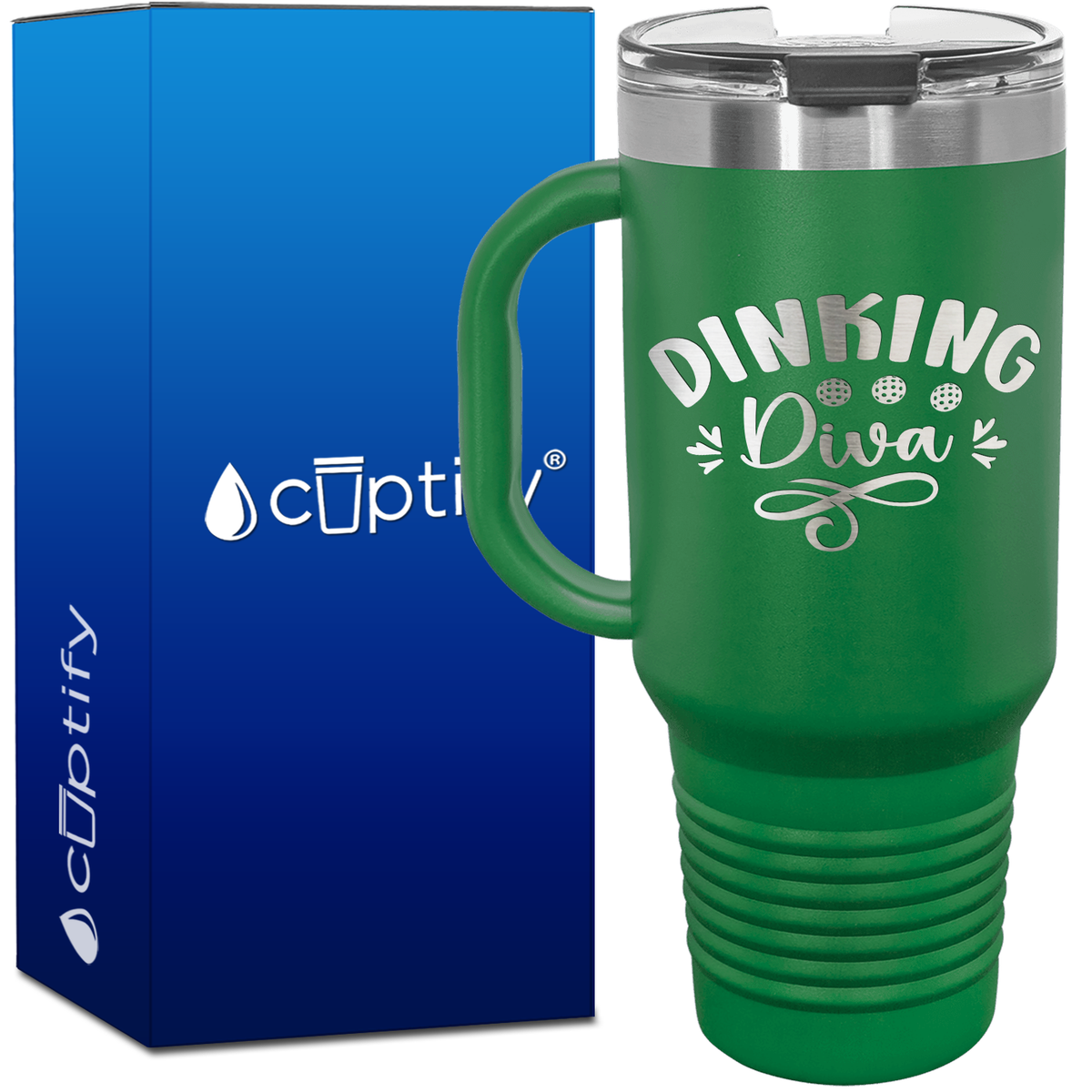 Dinking Diva Pickleball 40oz Pickleball Travel Mug
