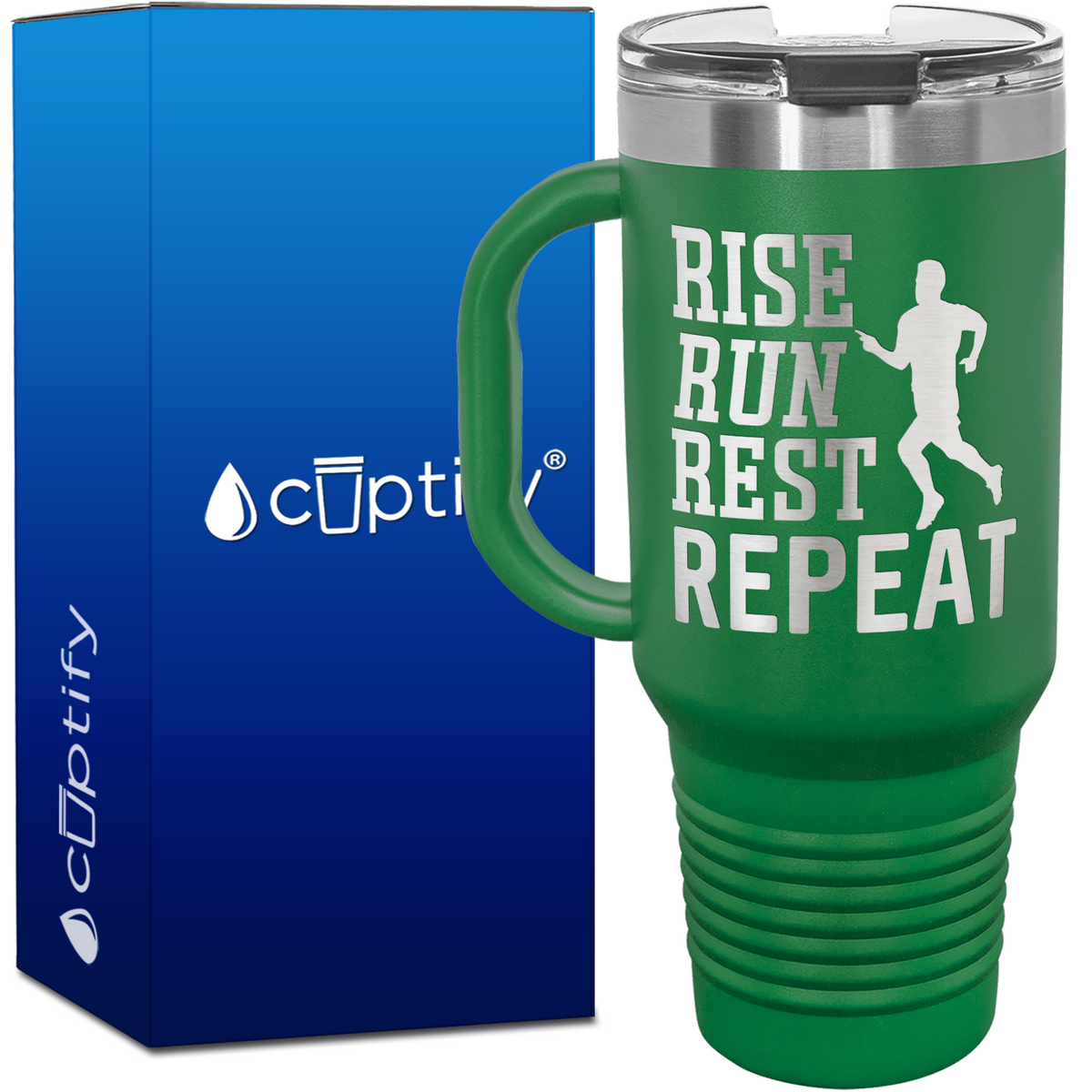 Rise Run Rest Repeat 40oz Running Travel Mug