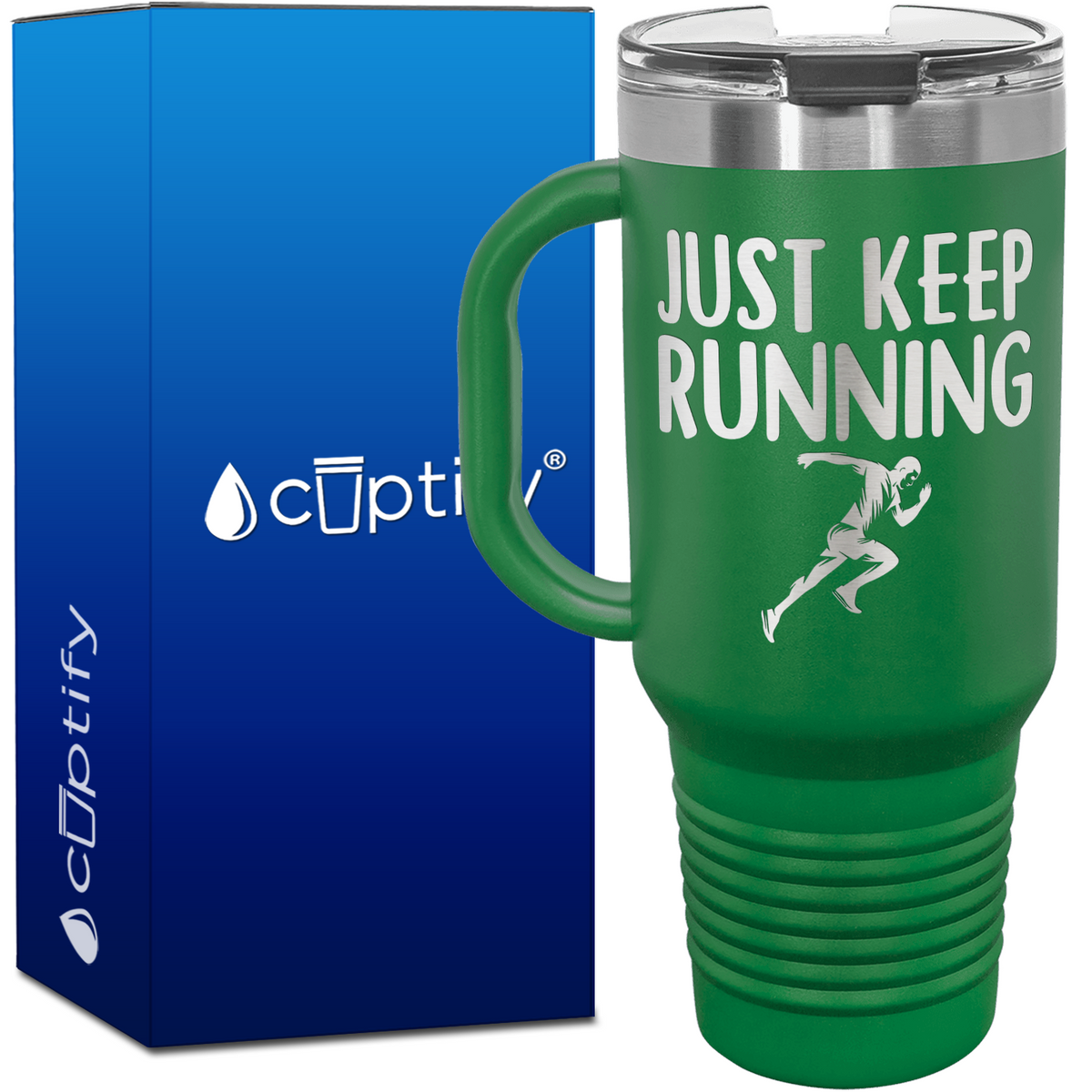 Just Keep Running Silhouette 40oz Running Travel Mug