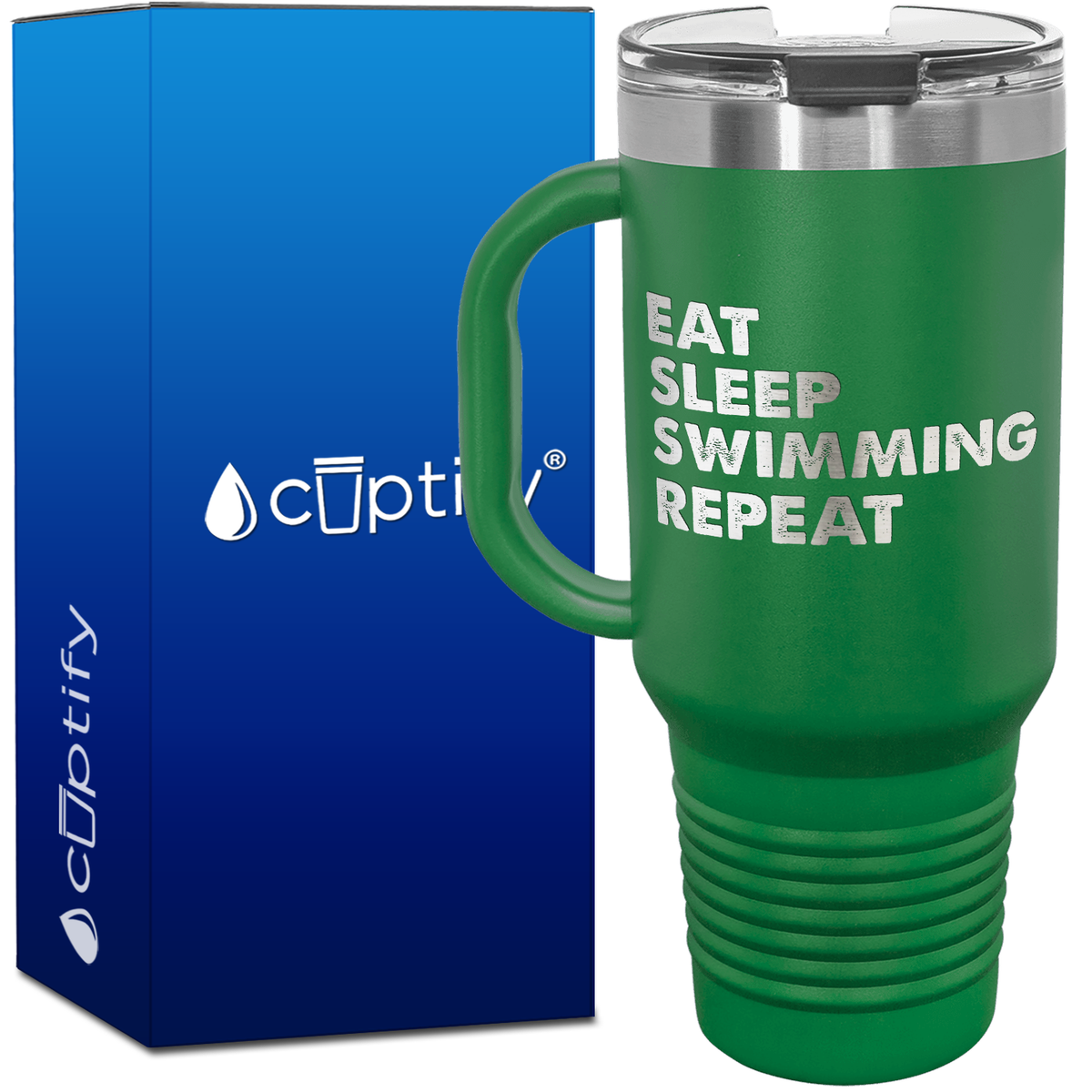 Eat Sleep Swimming Repeat 40oz Swimming Travel Mug