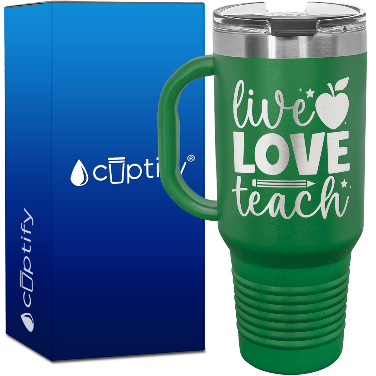 Live Love Teach with Apple 40oz Teacher Travel Mug