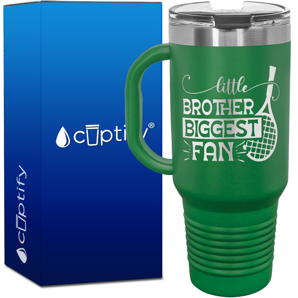 Little Brother Biggest Fan Tennis 40oz Tennis Travel Mug