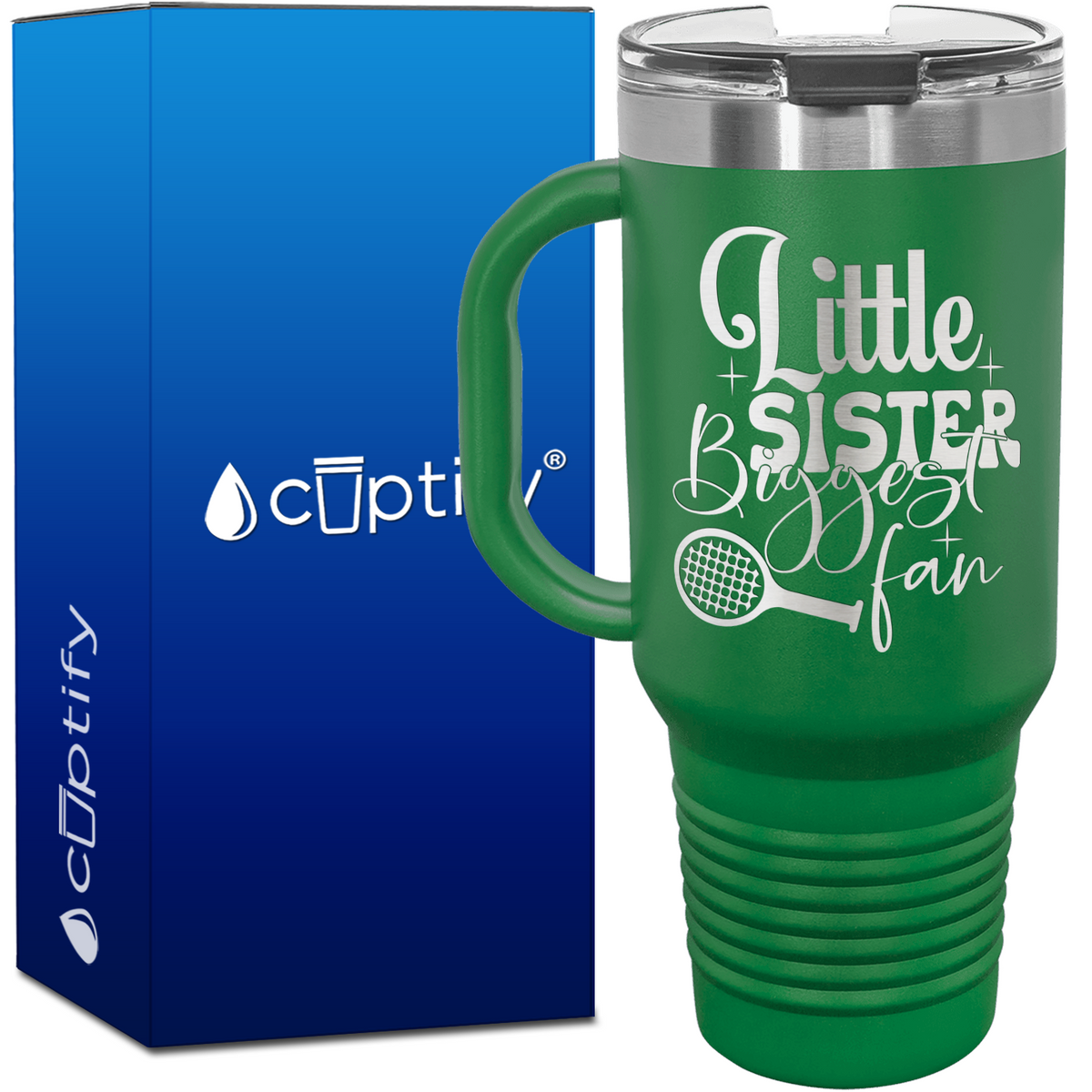 Little Sister Biggest Fan Tennis 40oz Tennis Travel Mug