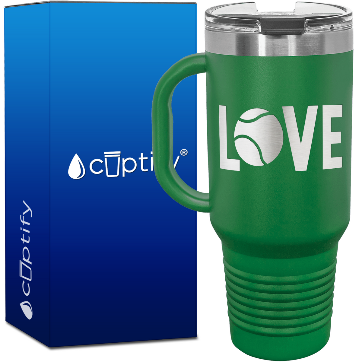 Tennis Love with Ball 40oz Tennis Travel Mug