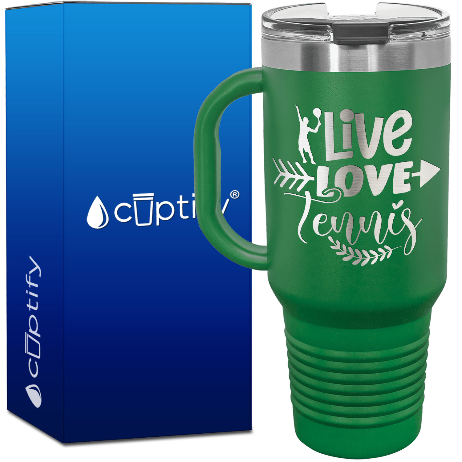 Live Love Tennis with Silhouette 40oz Tennis Travel Mug