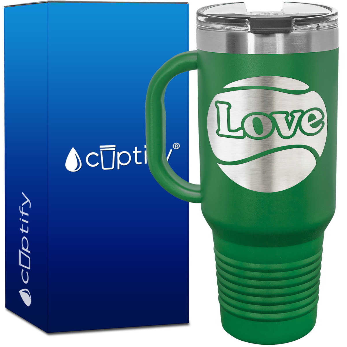 Love Tennis Ball Silhouette 40oz Tennis Travel Mug