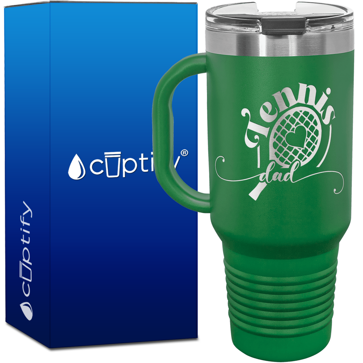 Tennis Dad Racket with Heart 40oz Tennis Travel Mug