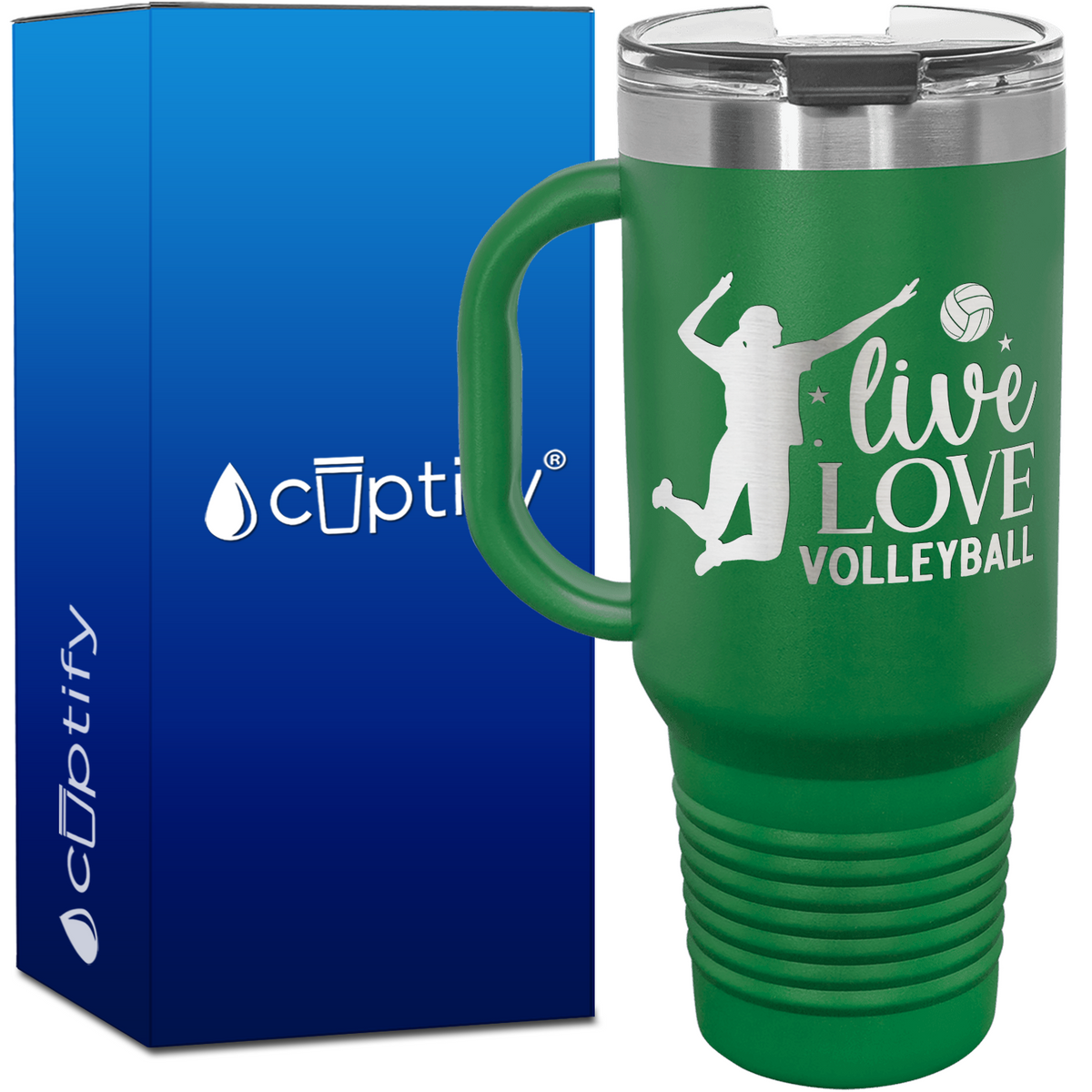 Live Love Volleyball 40oz Volleyball Travel Mug