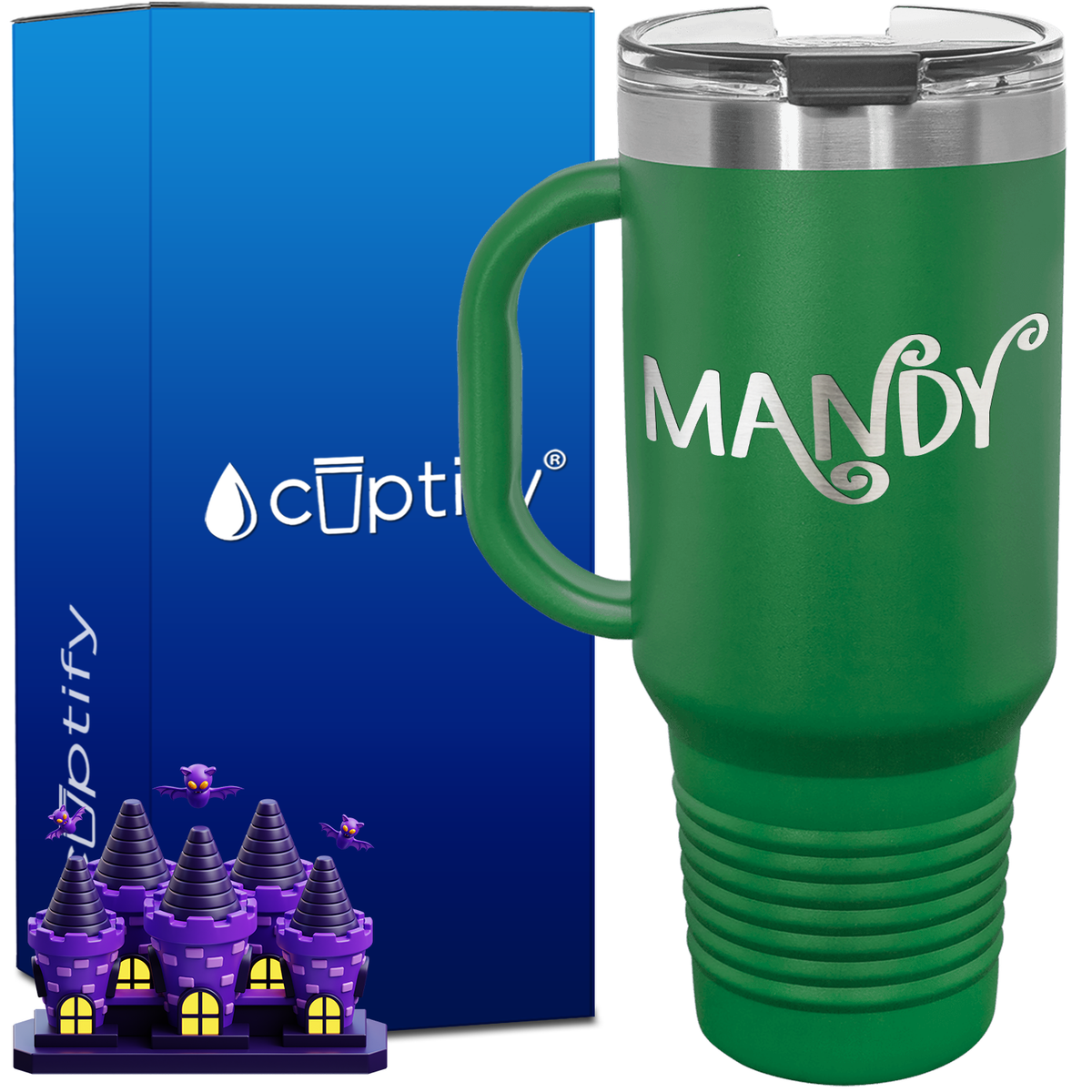 Personalized Curly Spooky Font Style 40oz Halloween Travel Mug