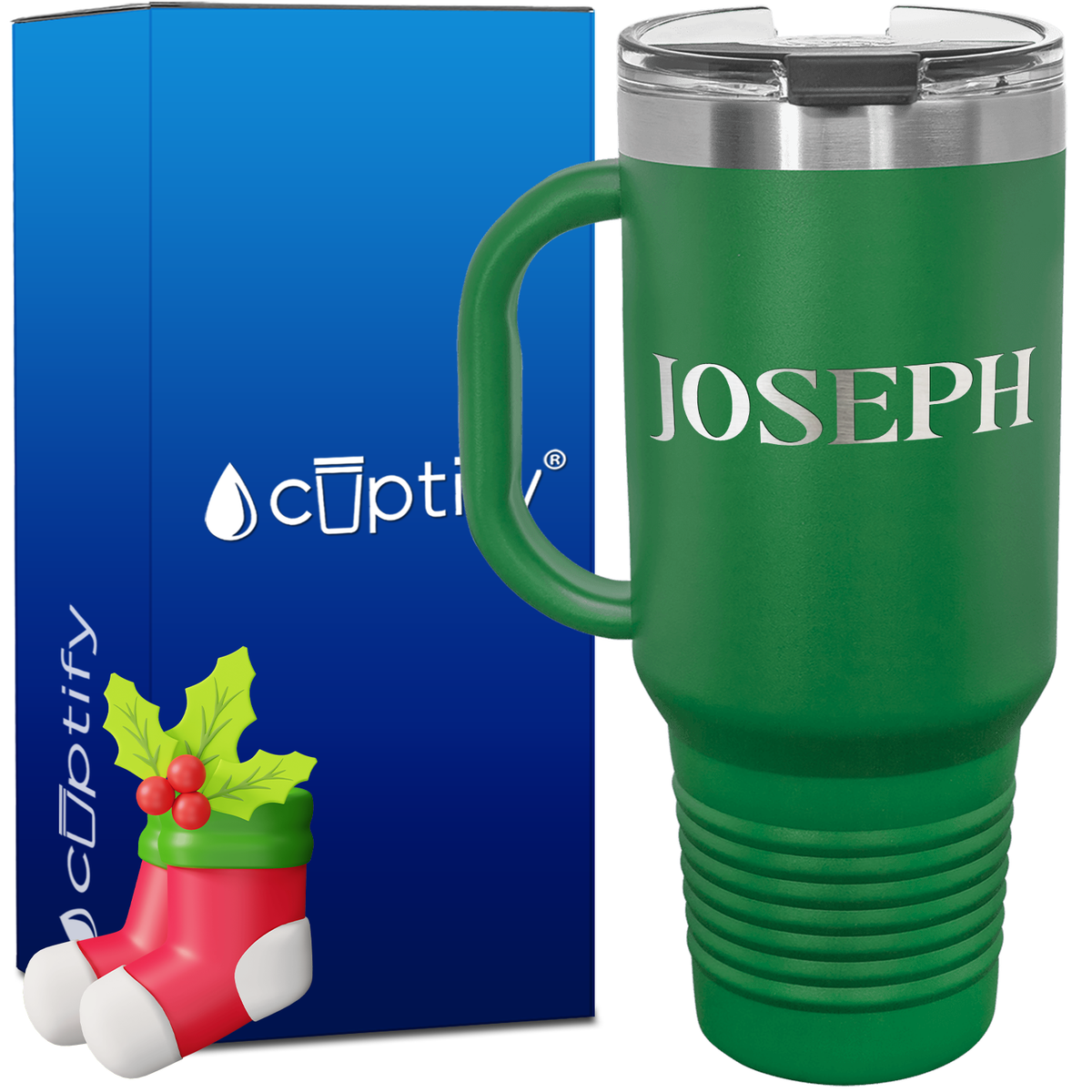 Personalized Merry Christmas Font Style 40oz Christmas Travel Mug