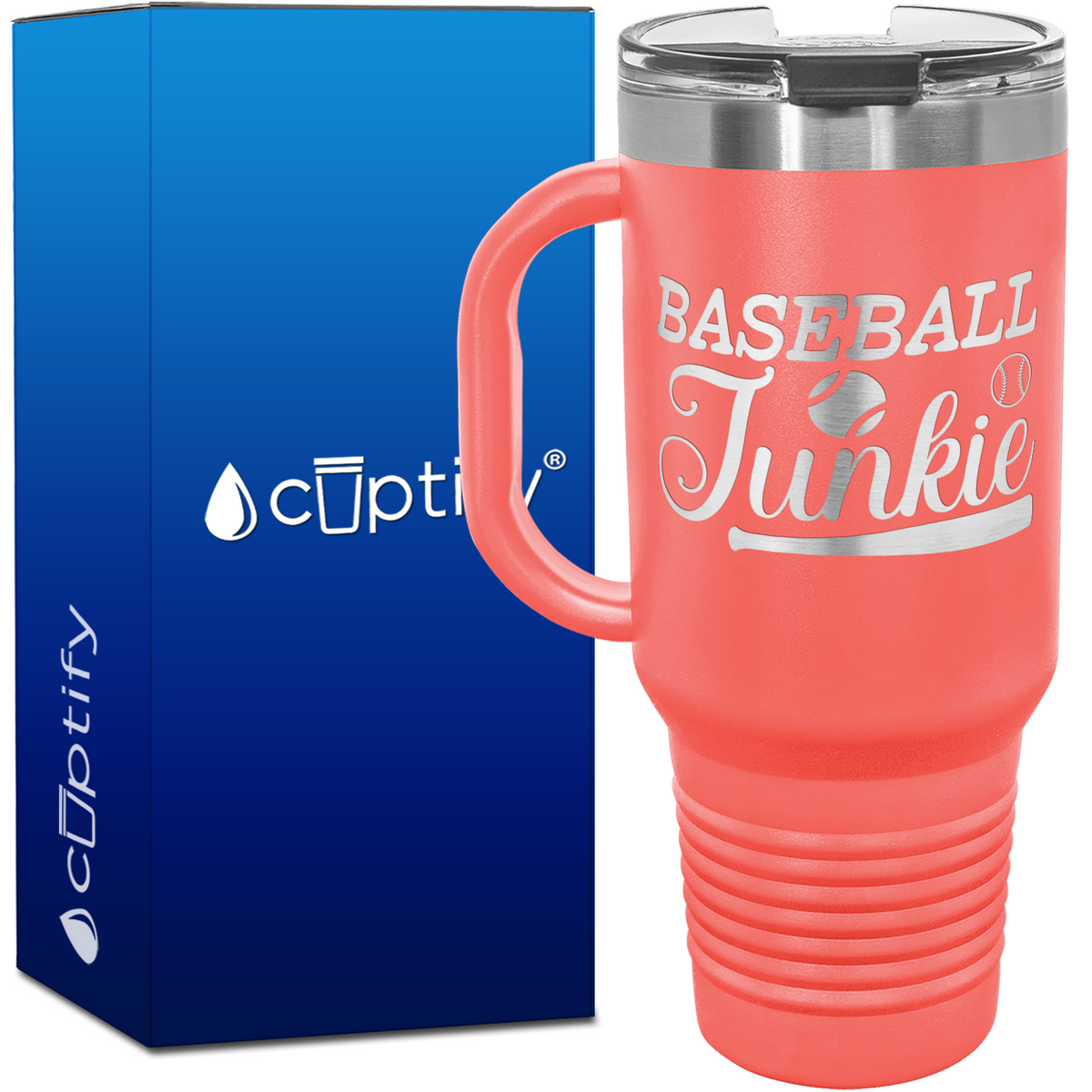 Baseball Junkie 40oz Baseball Travel Mug