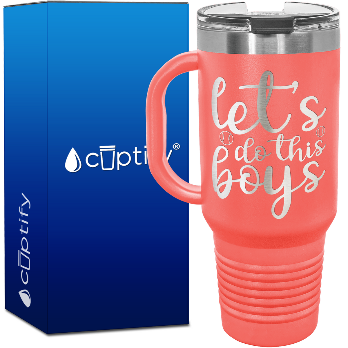 Let's Do This Boys Baseball 40oz Baseball Travel Mug