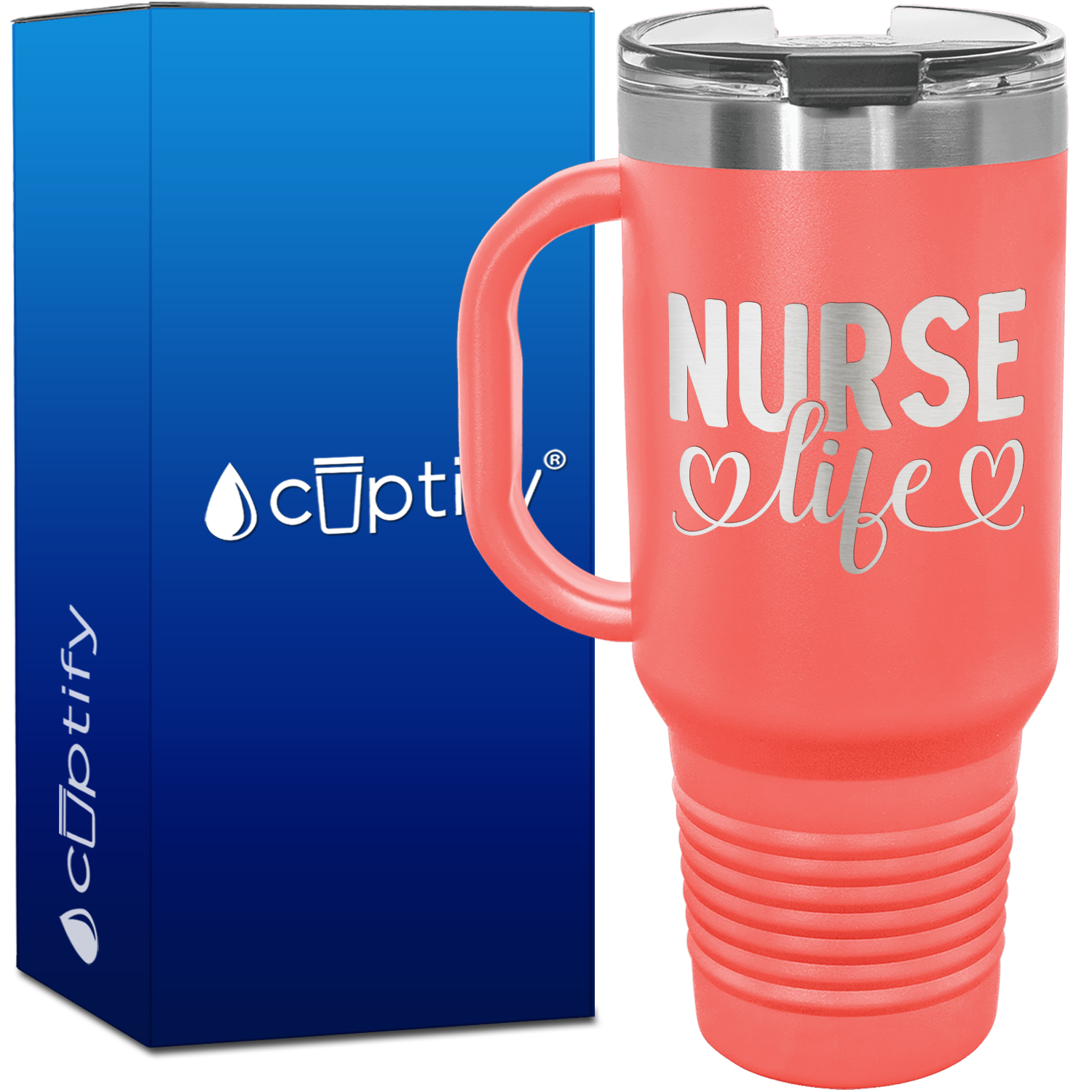 Nurse Life Hearts 40oz Nurse Travel Mug