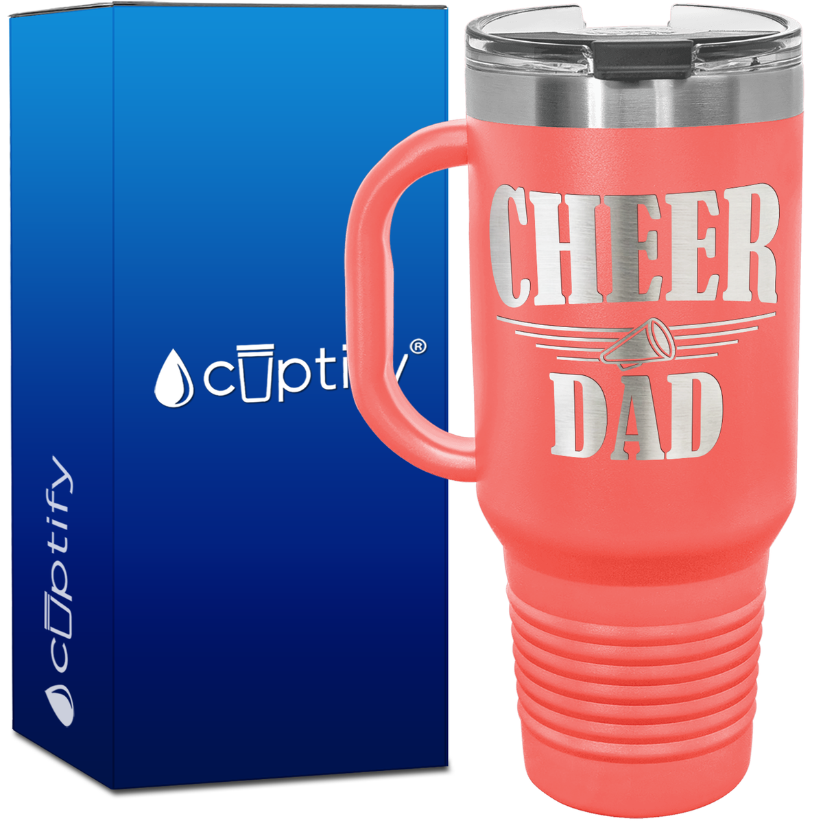 Cheer Dad with Megaphone 40oz Cheer Travel Mug