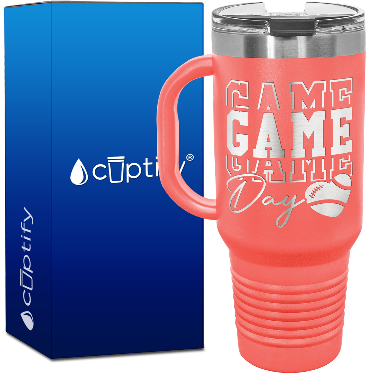 Game Game Game Day Football 40oz Football Travel Mug