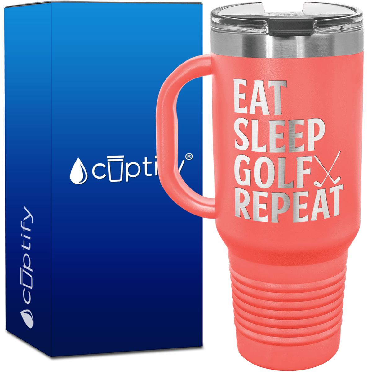 Eat Sleep Golf Repeat Golf Clubs 40oz Golf Travel Mug