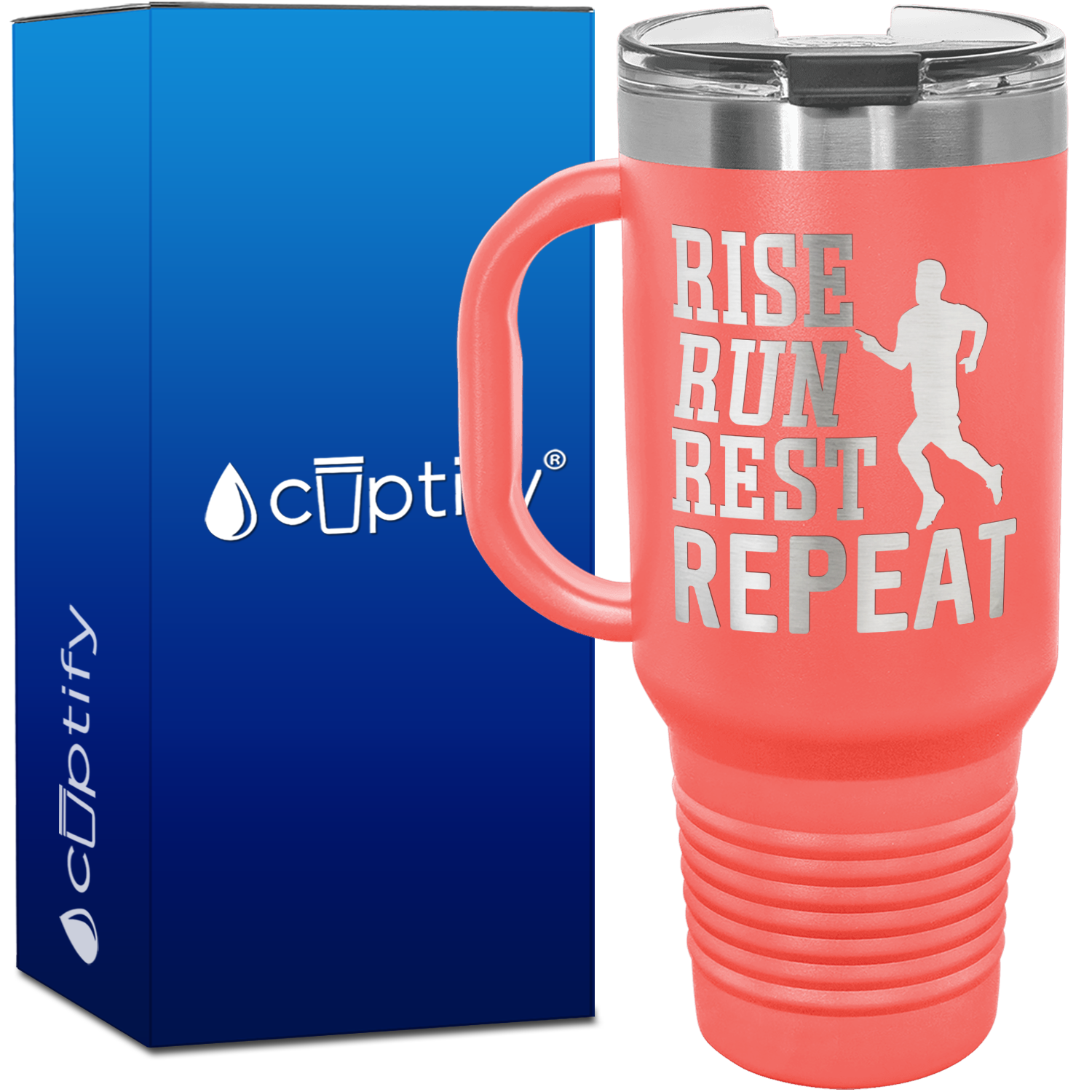 Rise Run Rest Repeat 40oz Running Travel Mug