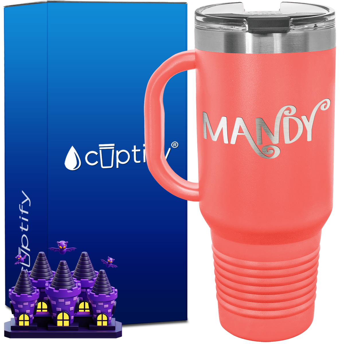 Personalized Curly Spooky Font Style 40oz Halloween Travel Mug