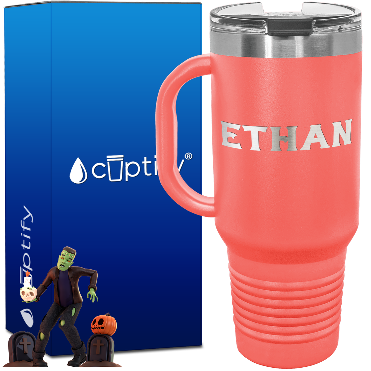 Personalized Grim Font Style 40oz Halloween Travel Mug