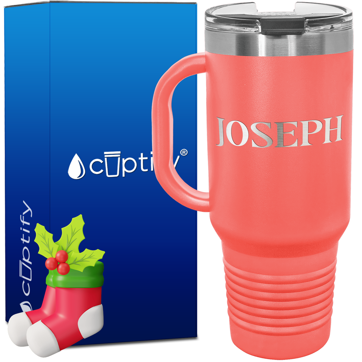 Personalized Merry Christmas Font Style 40oz Christmas Travel Mug