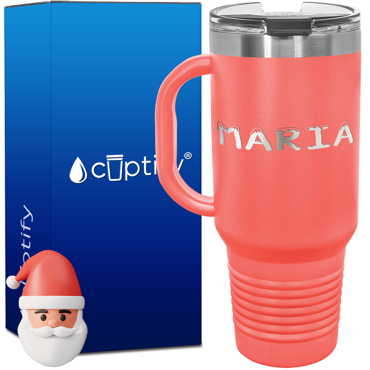 Personalized Snowy Font Style 40oz Christmas Travel Mug