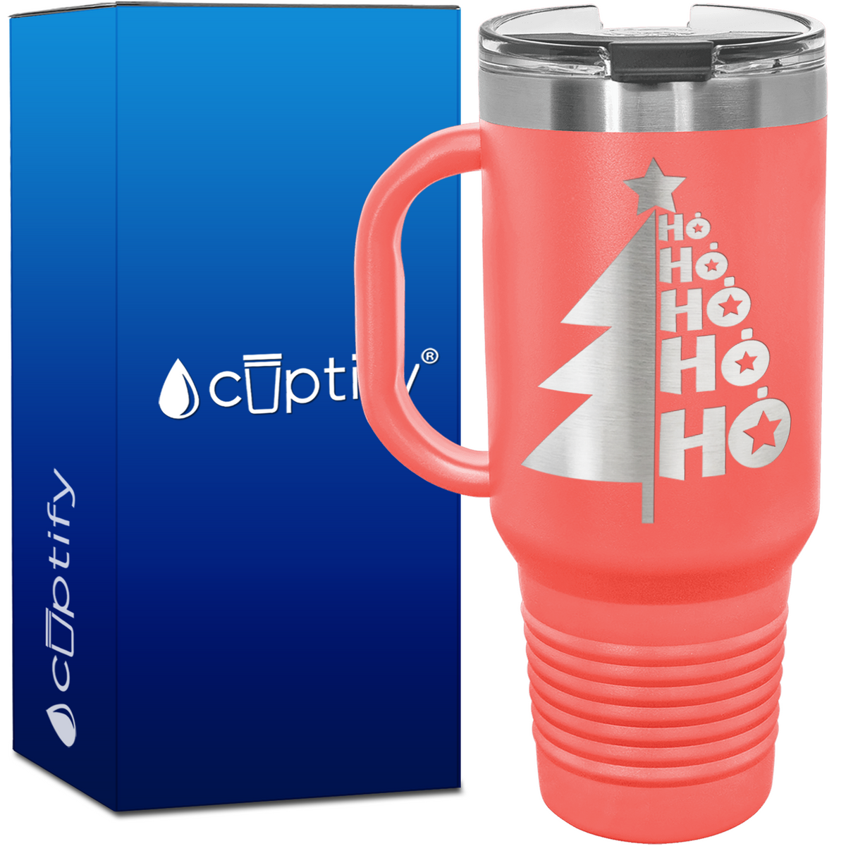 Ho Ho Ho Christmas Tree 40oz Travel Mug