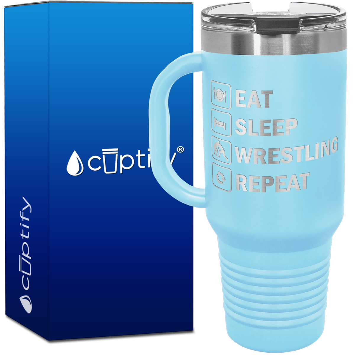 Eat Sleep Wrestling Repeat 40oz Travel Mug