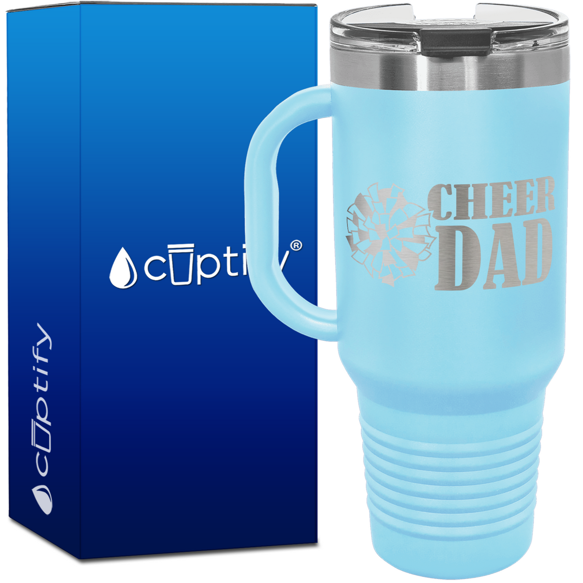 Cheer Dad with Pom Pom 40oz Cheer Travel Mug