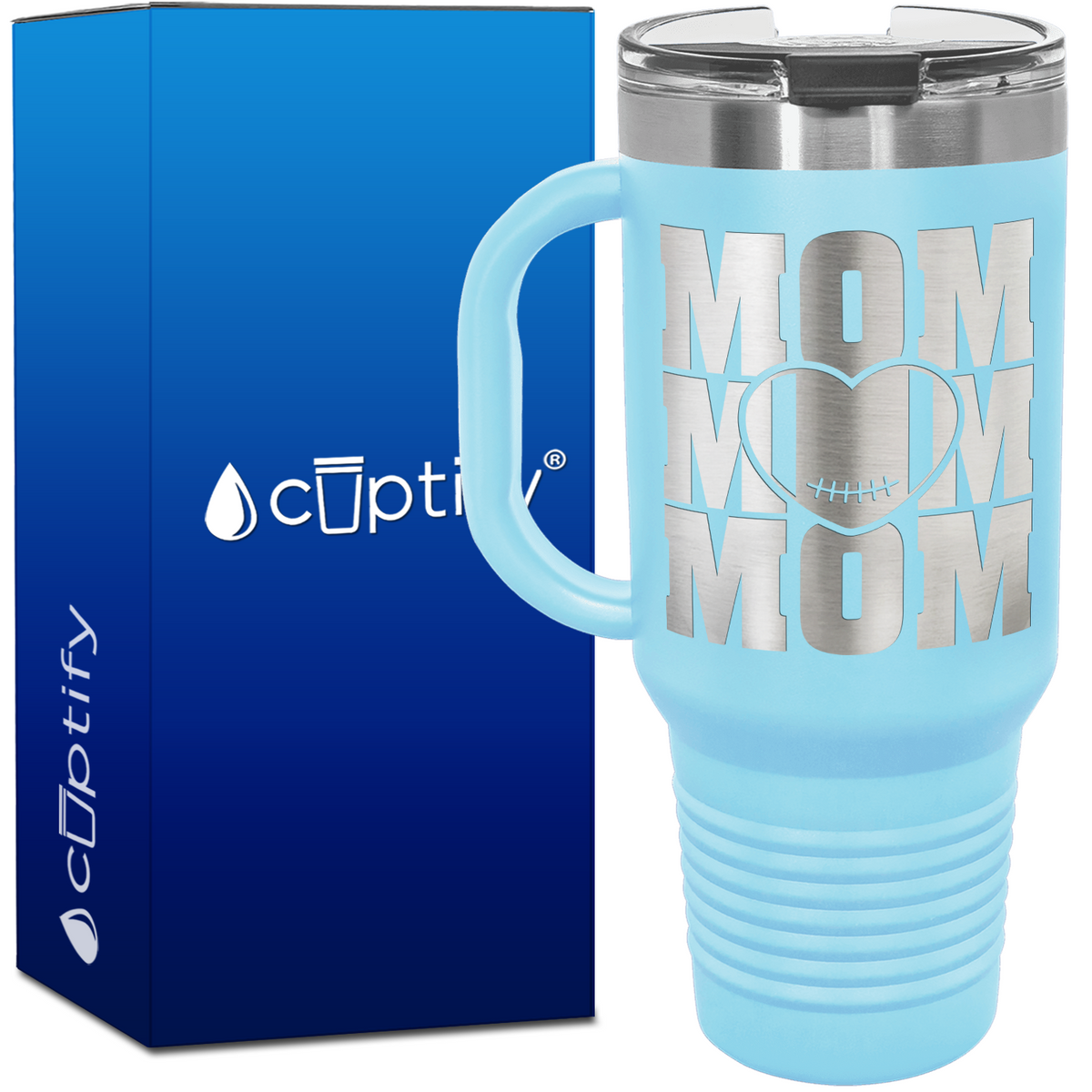Mom Mom Mom Football 40oz Football Travel Mug