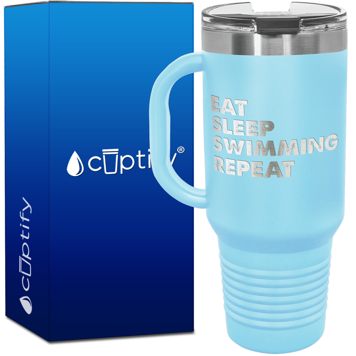 Eat Sleep Swimming Repeat 40oz Swimming Travel Mug