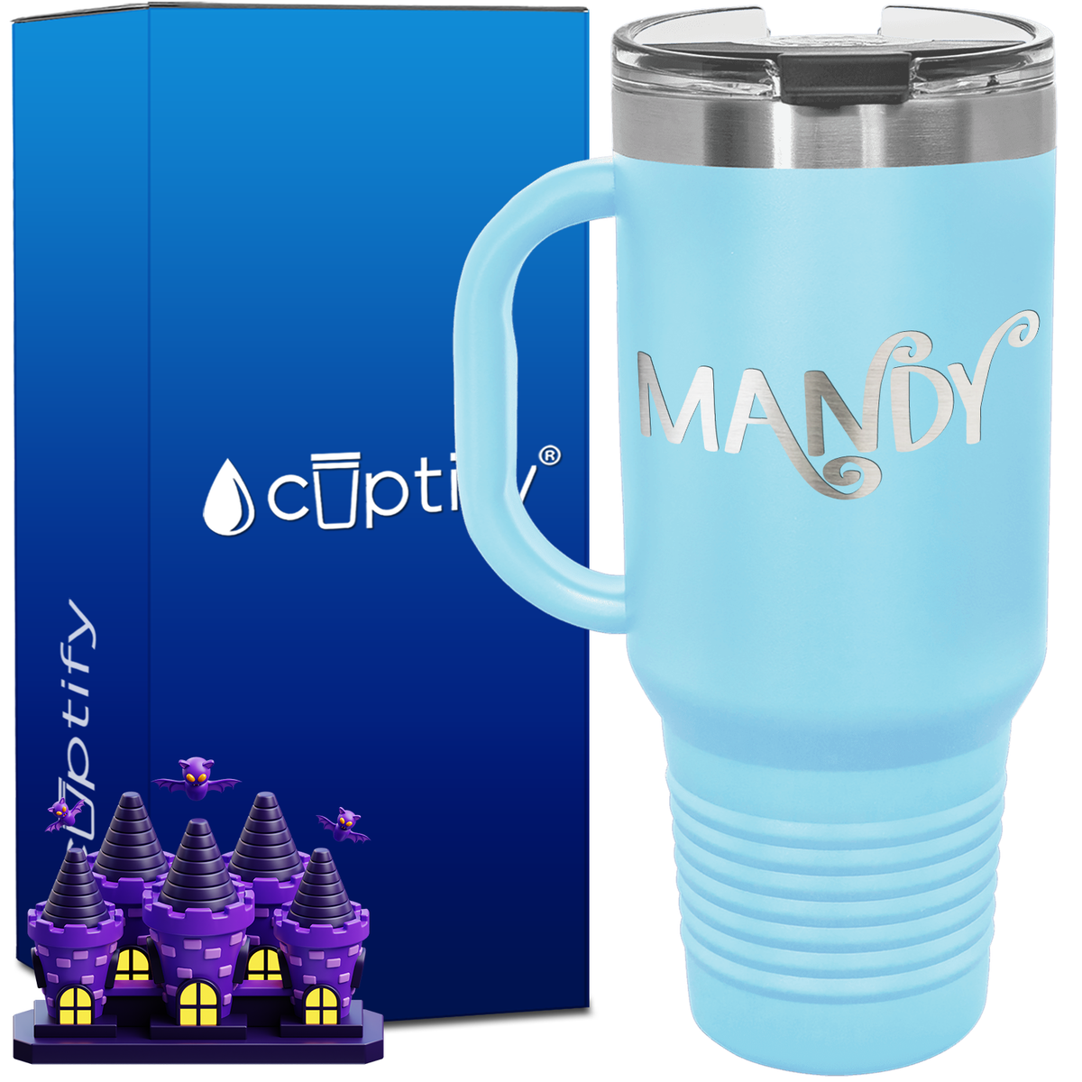 Personalized Curly Spooky Font Style 40oz Halloween Travel Mug