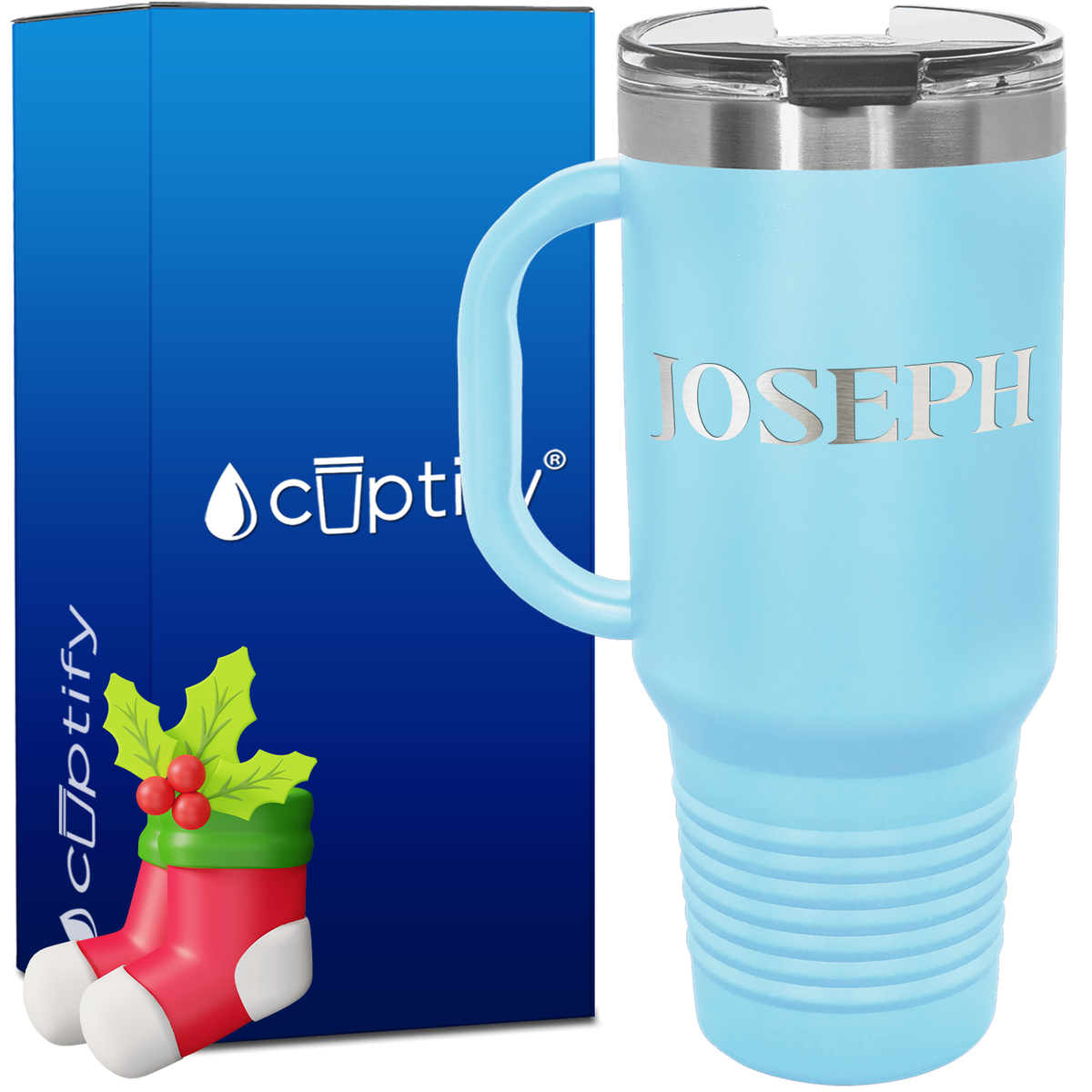 Personalized Merry Christmas Font Style 40oz Christmas Travel Mug