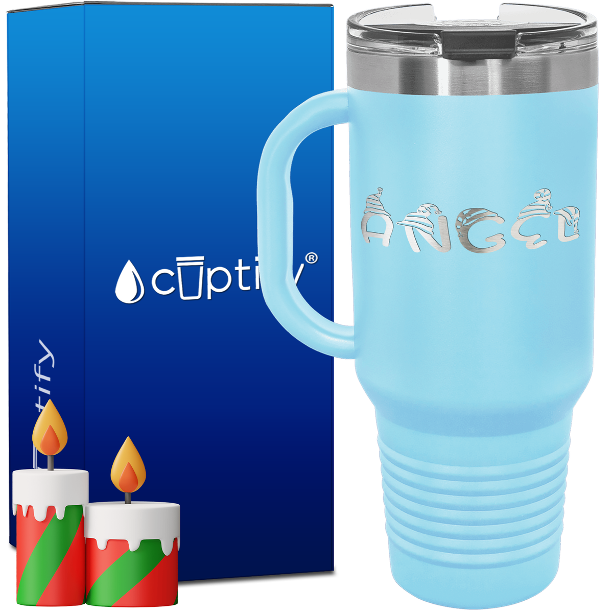 Personalized Elfen Font Style 40oz Christmas Travel Mug